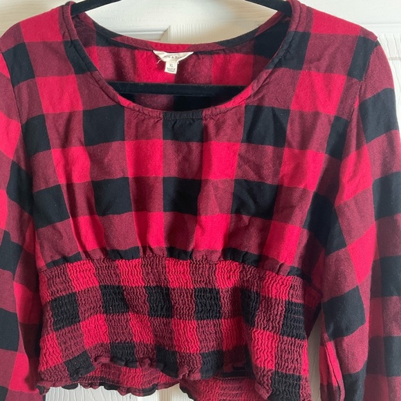 Sim & Sam Plaid Red and Black Women's Top size X-Large - Picture 4 of 9